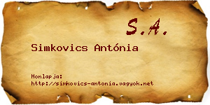 Simkovics Antónia névjegykártya